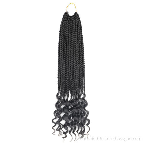 Goddess Senegalese Twist Crochet Hair with Curly Ends Wavy Box Braids Ombre Crochet Box Braids Hair Extensions